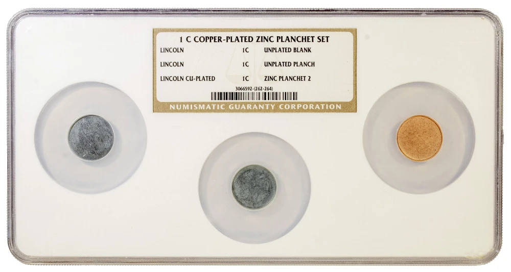 NGC Lincoln Cent Zinc Planchet Trio