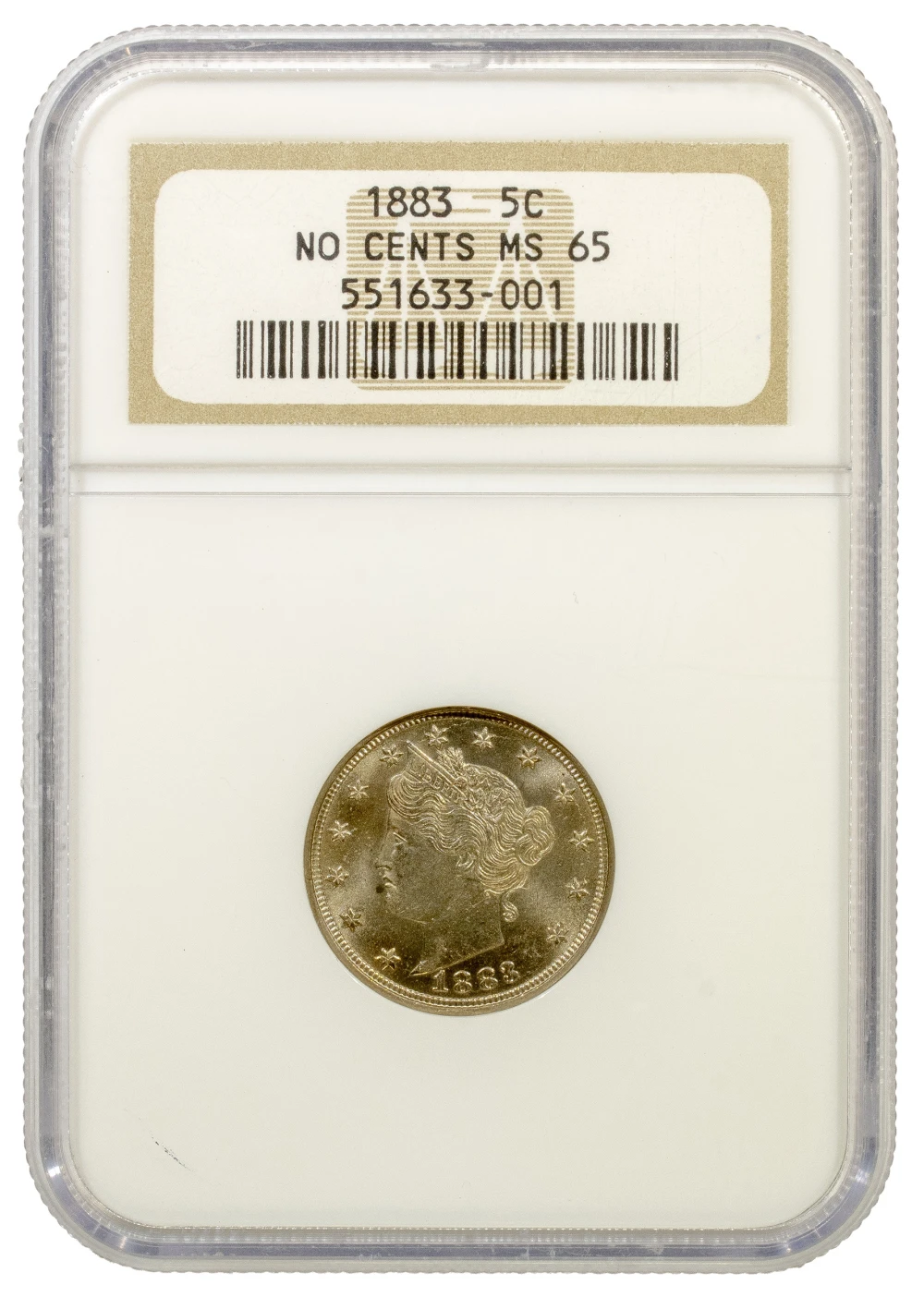 NGC MS-65 1883 No Cents Liberty Nickel