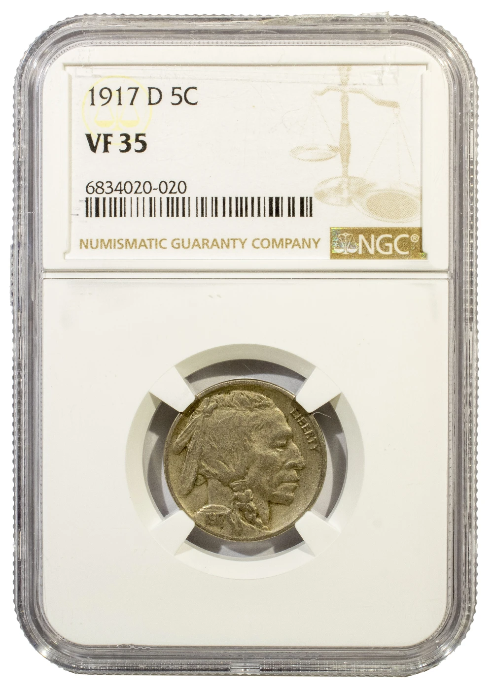 NGC VF-35 1917-D Nickel