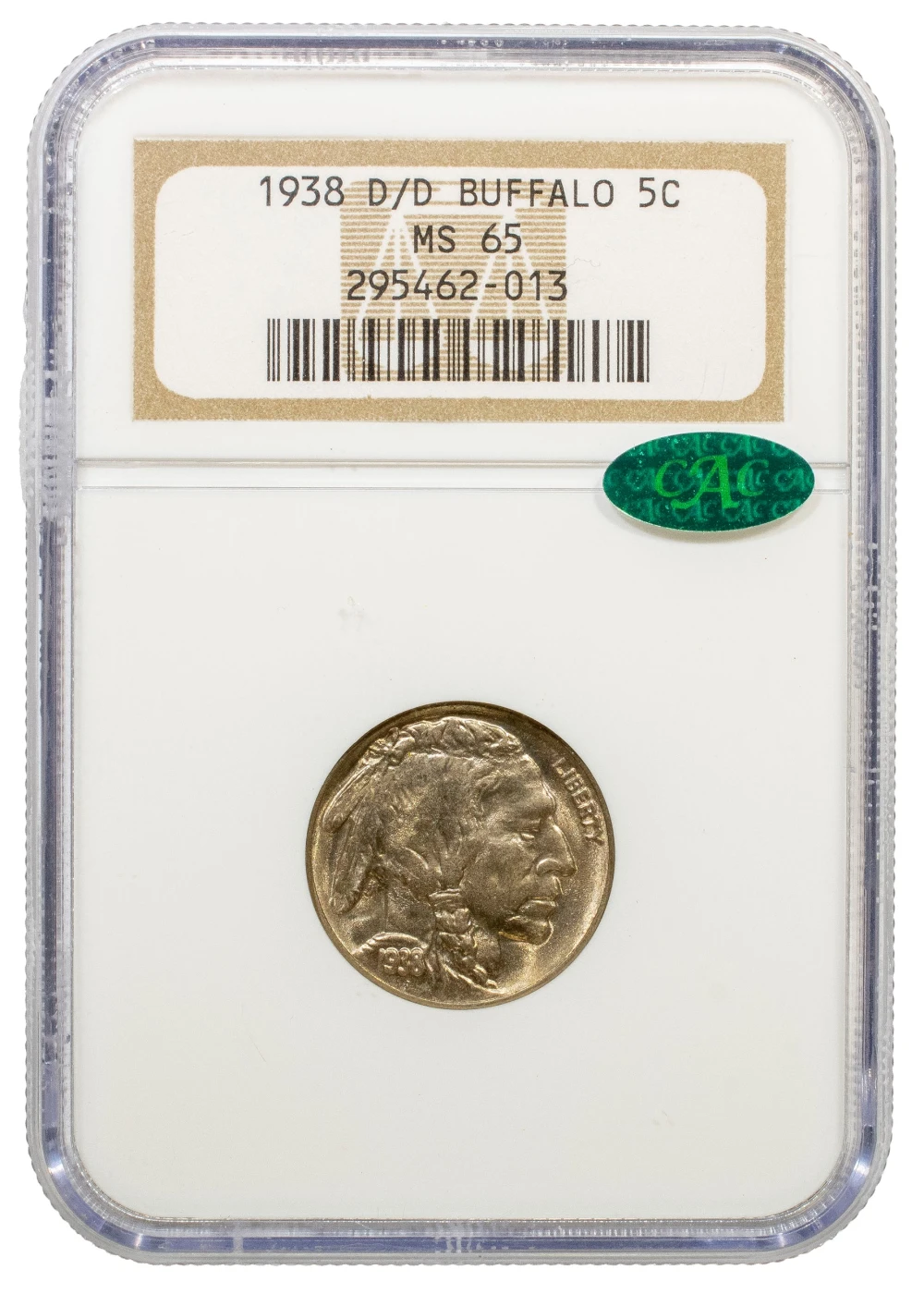 NGC MS-65 CAC 1938-D/D Buffalo Nickel