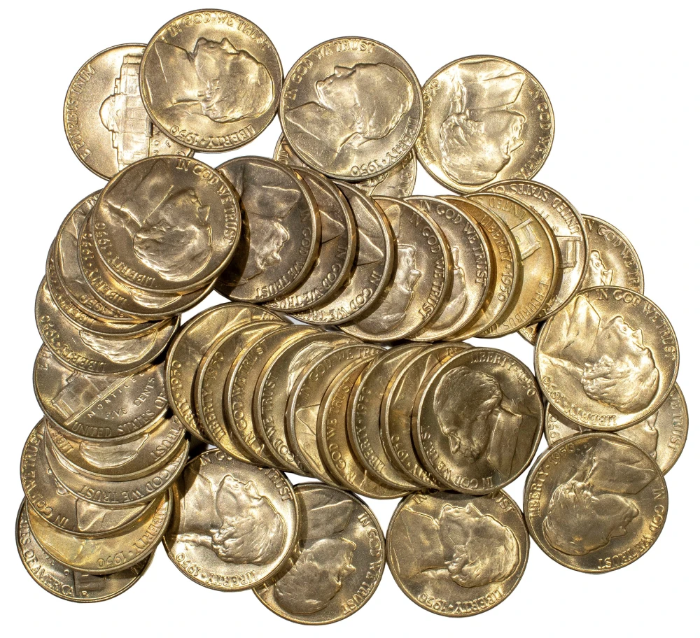 Choice to Gem Unc Roll 1950-D Nickels