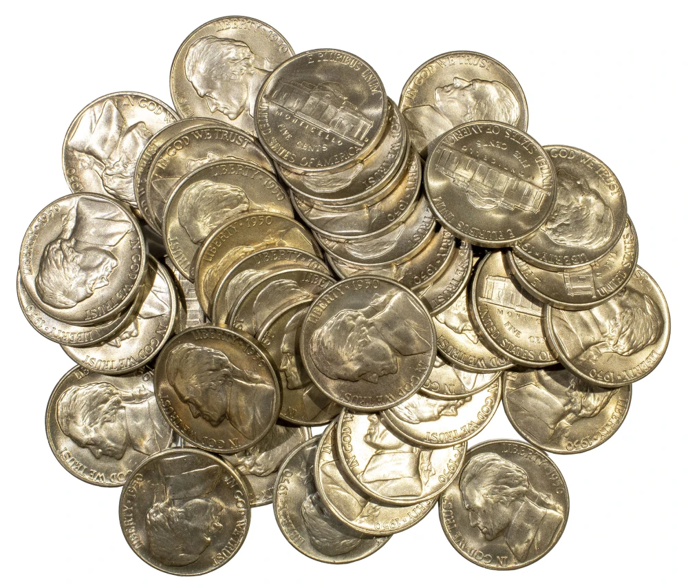 Choice to Gem Unc Roll 1950-D Nickels