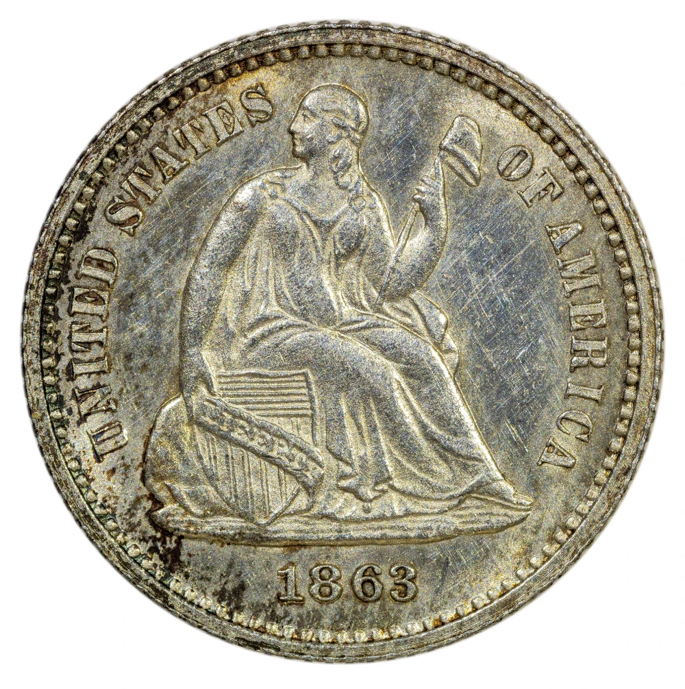 MS-60 Details 1863 Half Dime