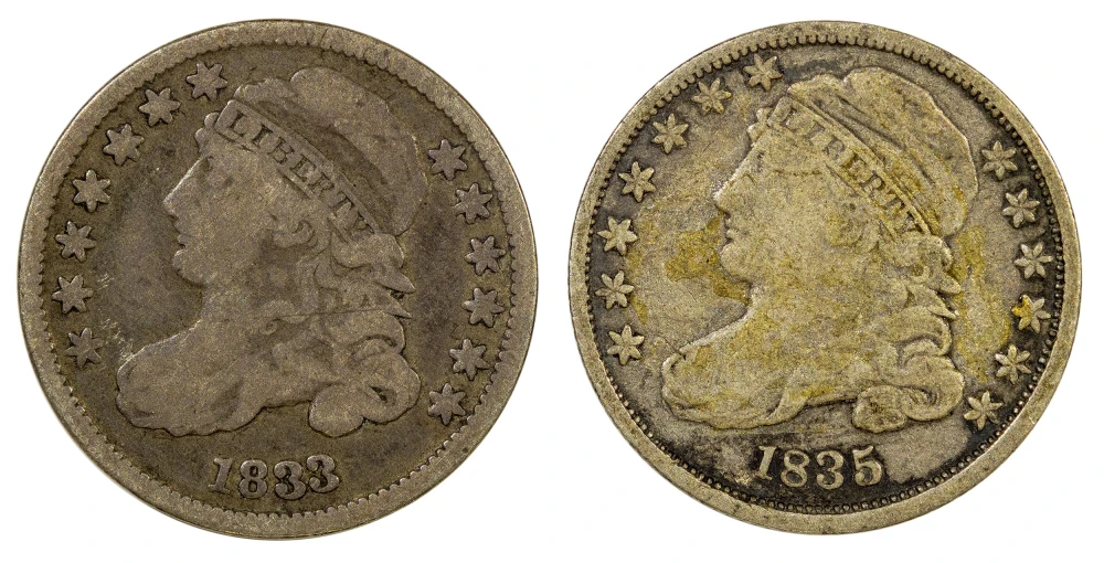Pair of Capped Bust Dimes