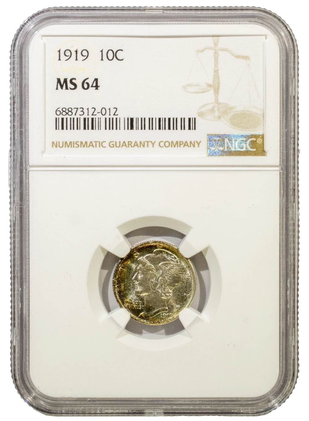 NGC MS-64 1919 Dime