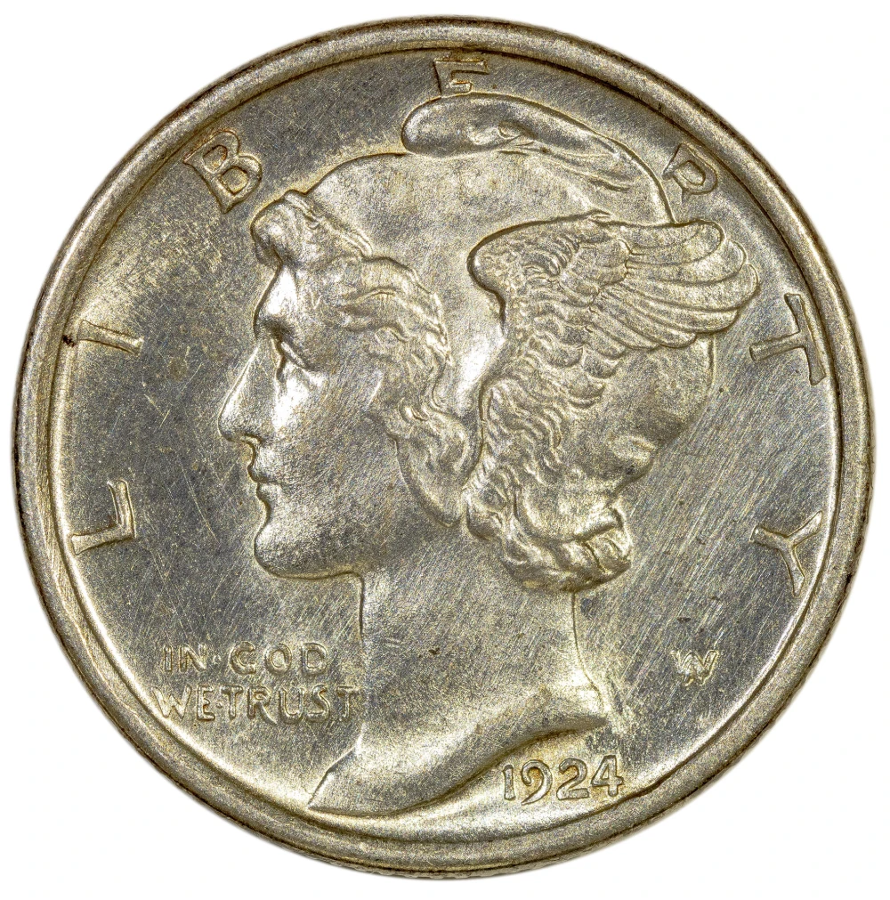 MS-60 FSB Details 1924-D Dime