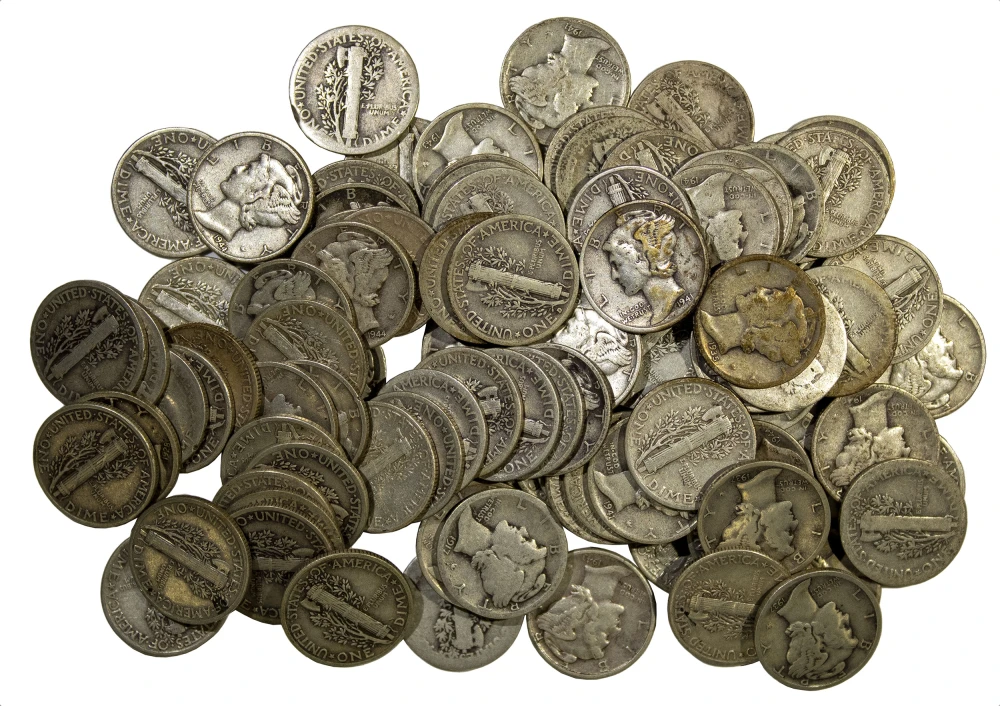 2 Rolls of Circulated Mercury Dimes