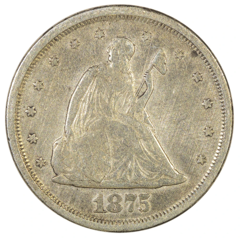 VF-35 or Finer Details 1875-S Twenty-Cents