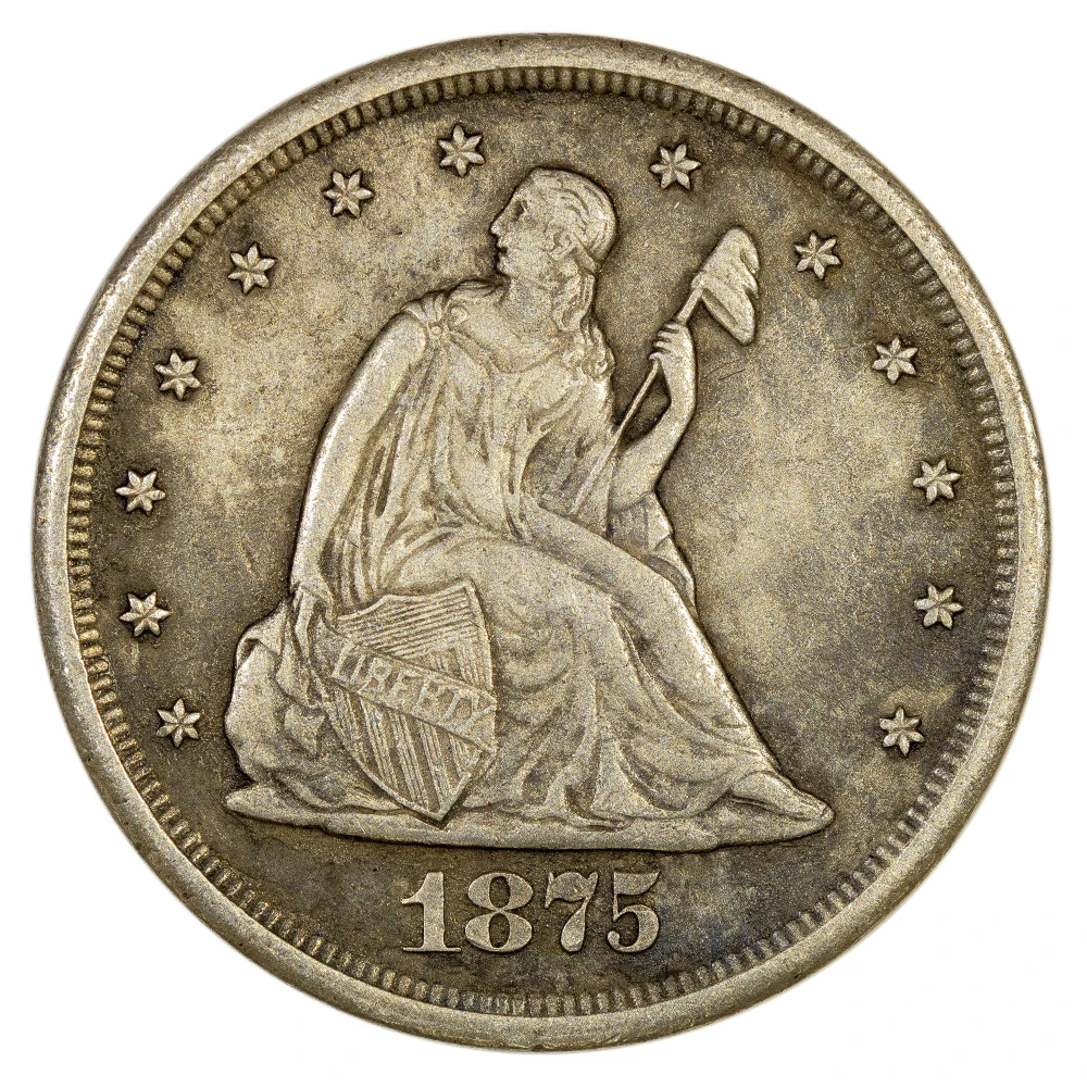 EF-45 Details 1875-CC Twenty-Cents