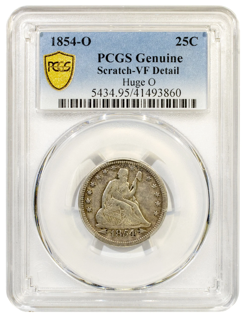 PCGS VF Details 1854-O Huge O Quarter
