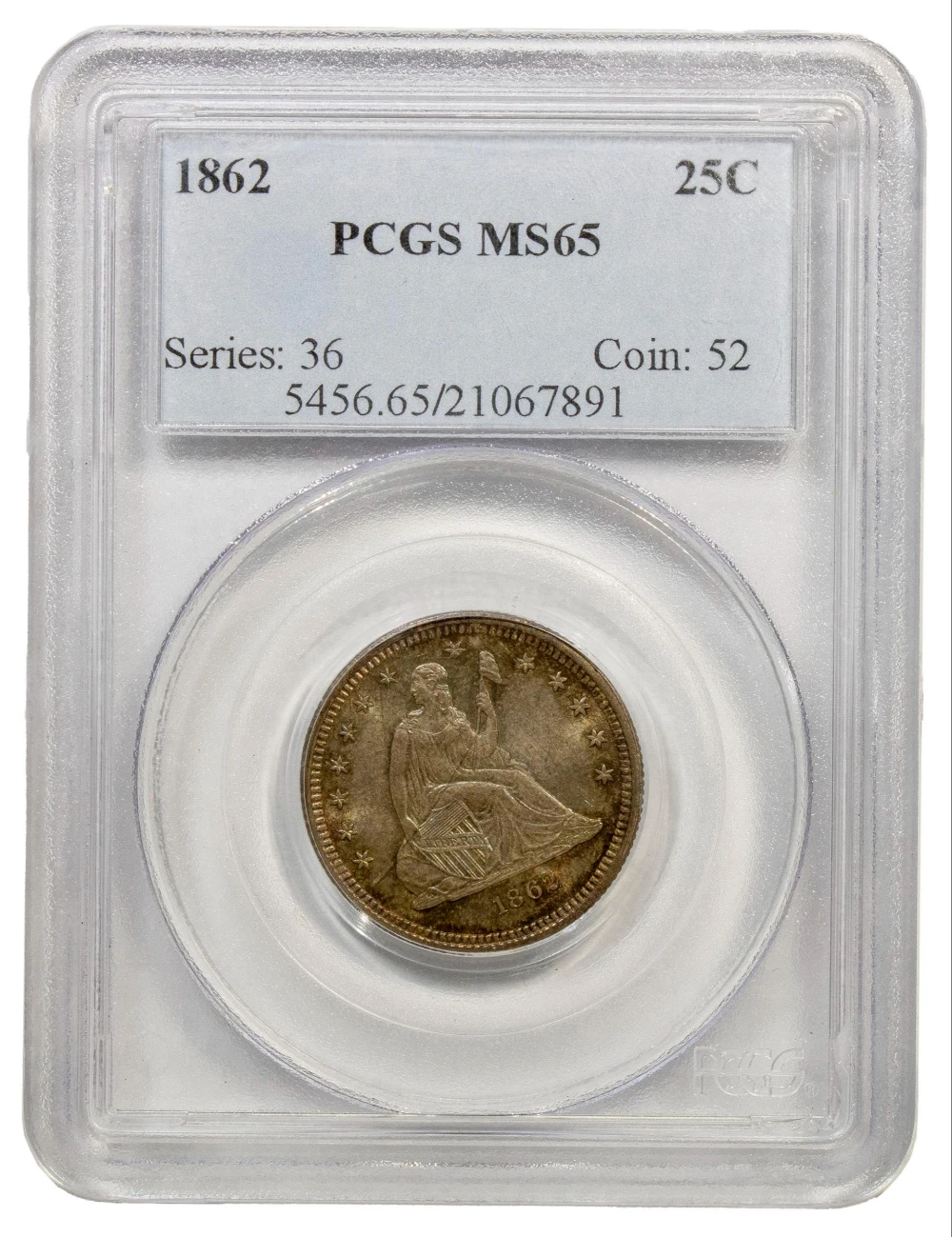 PCGS Gem MS-65 1862 Quarter