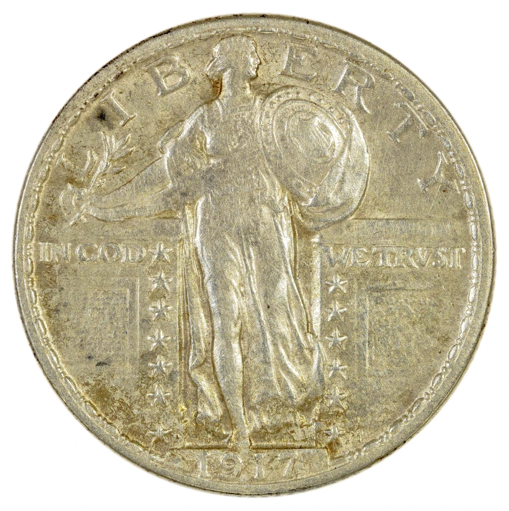 AU-50 1917-D Type II Quarter