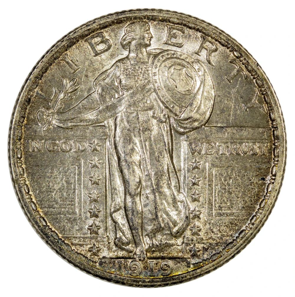 Choice AU-58 Toned 1919 Quarter