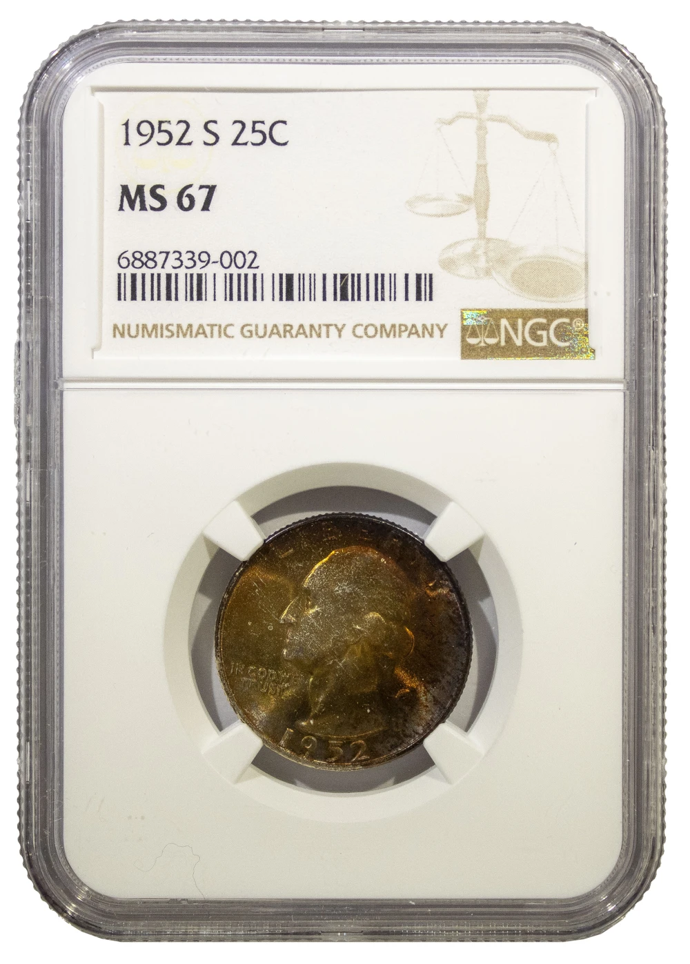 NGC Gem MS-67 Toned 1952-S Quarter