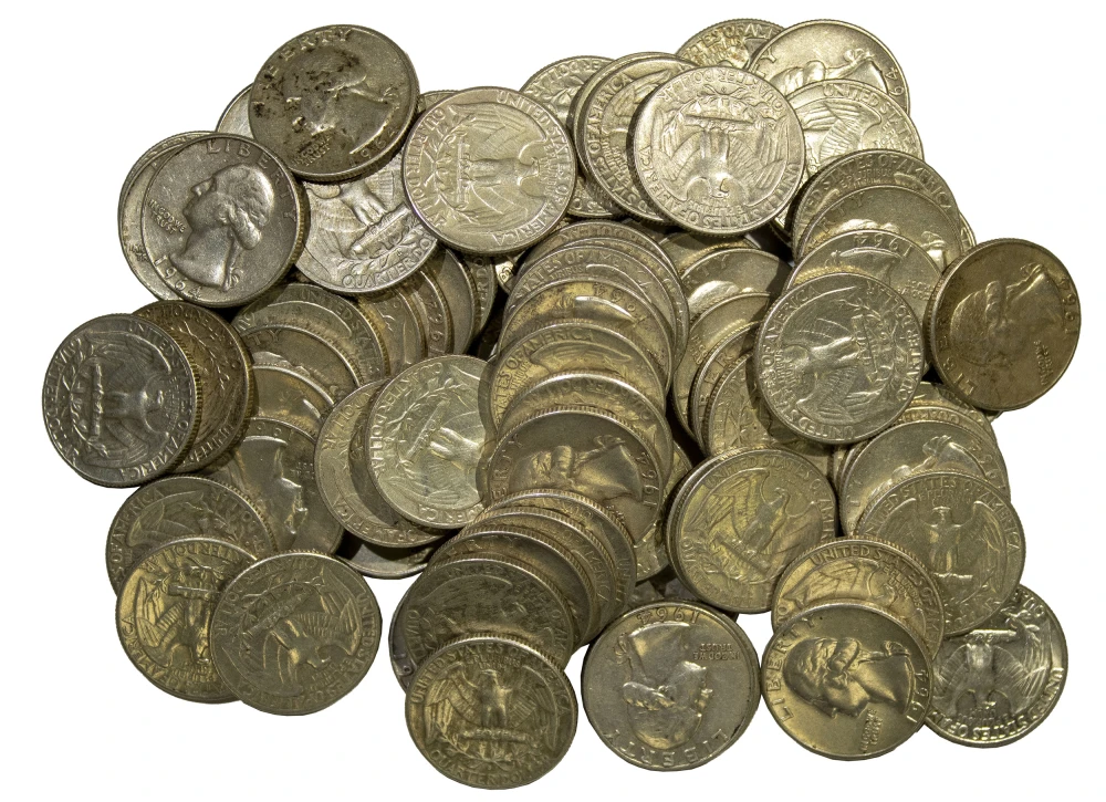 2 Rolls of Circulated Silver Washington Quarters