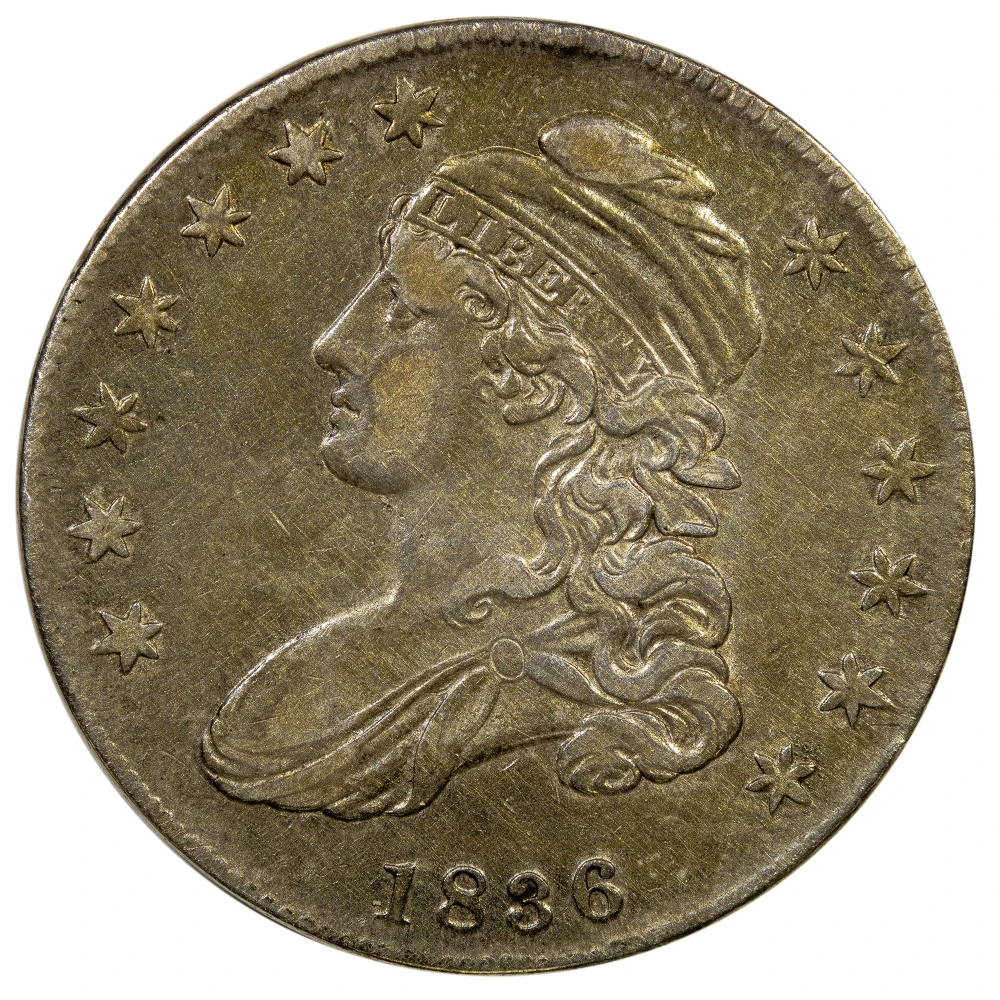 Toned EF-40 1836 Lettered Edge Half Dollar