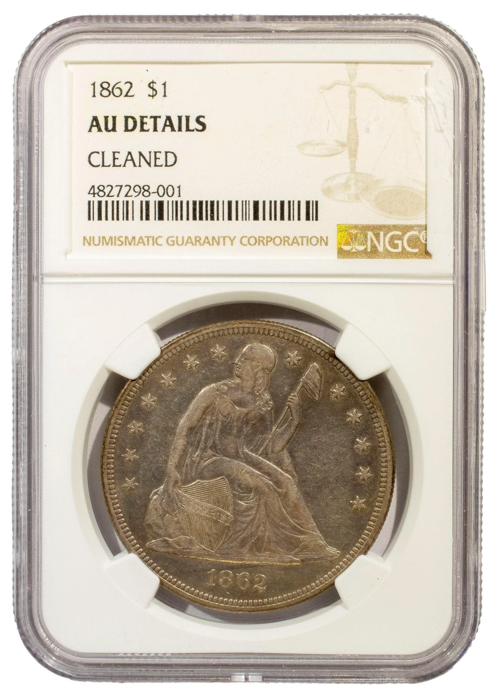 NGC AU Details 1862 Silver Dollar