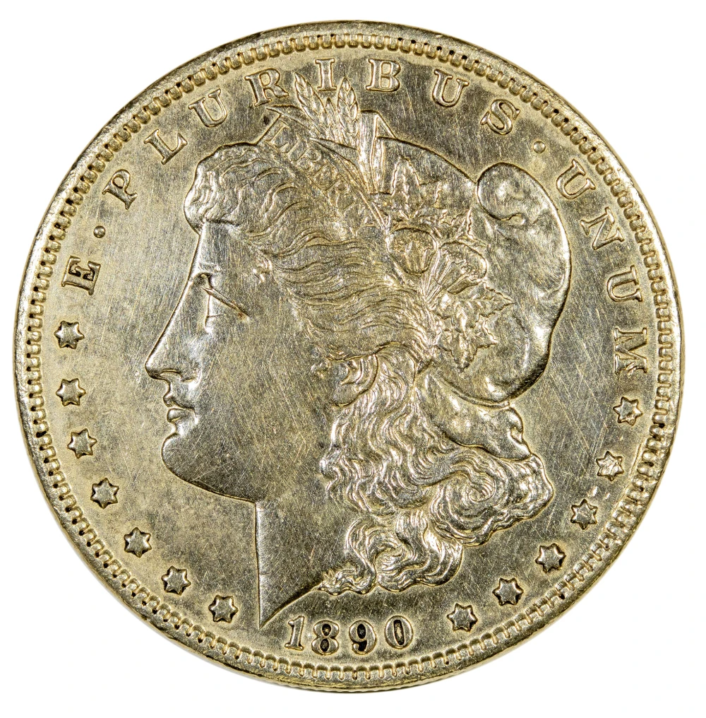 AU Details 1890-CC Morgan Dollar