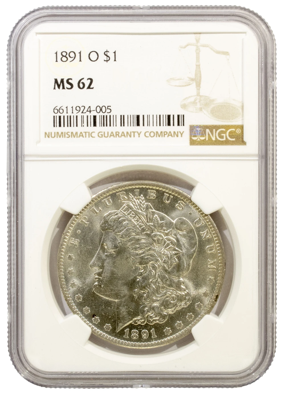 NGC MS-62 1891-O Morgan $1