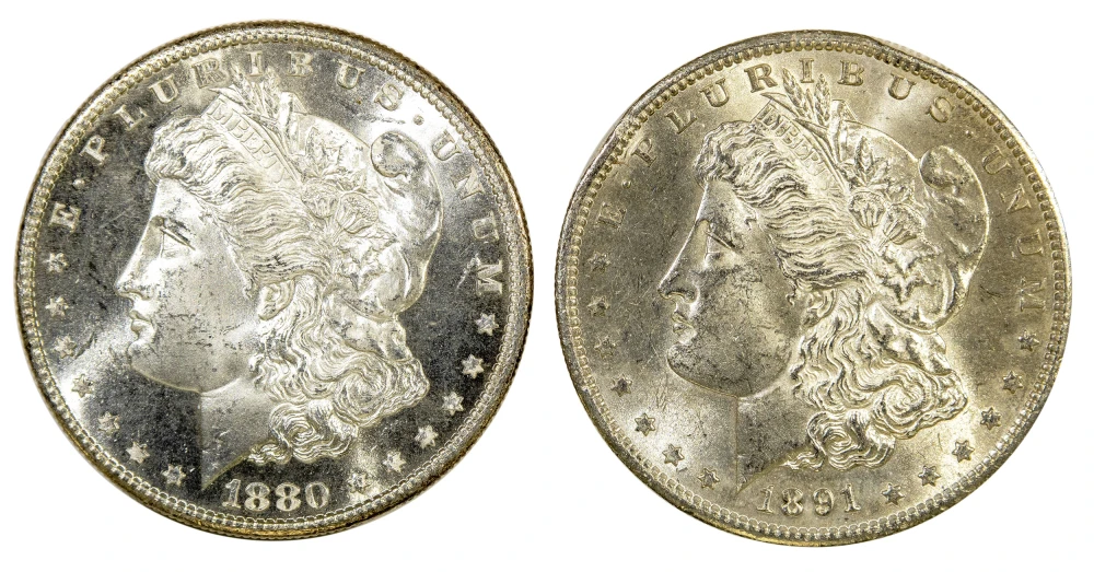 Unc Pair Morgan Dollars