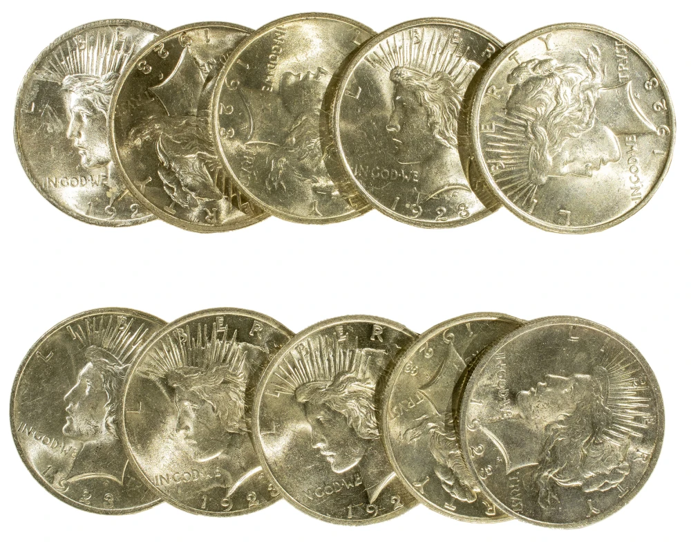 10 Pieces 1923 Peace $1
