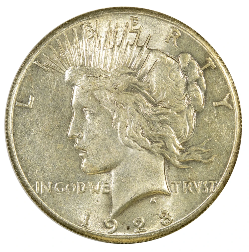 AU-55 1928 Peace Dollar