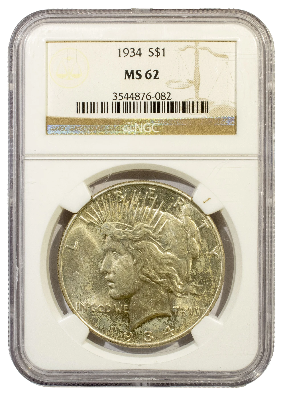 NGC MS-62 1934 Peace Dollar