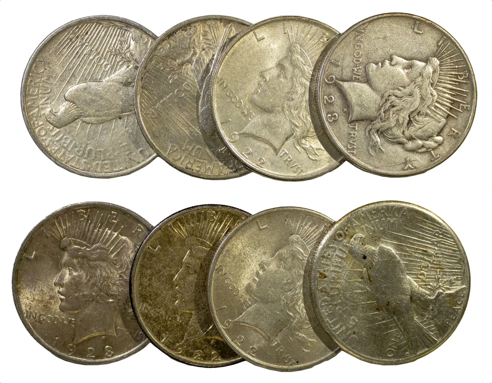 8 Mixed Peace Dollars