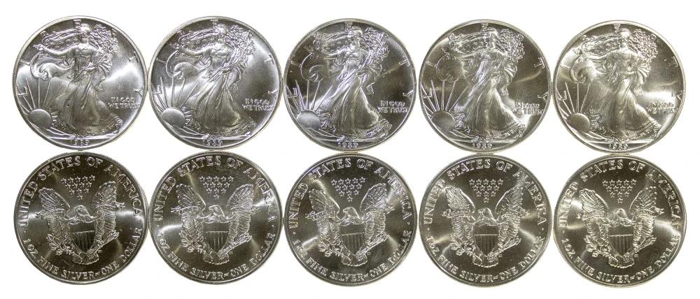 10 Gem Unc 1989 Silver Eagles