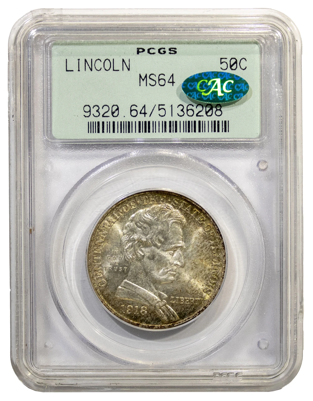 PCGS MS-64 CAC Illinois/Lincoln Half Dollar