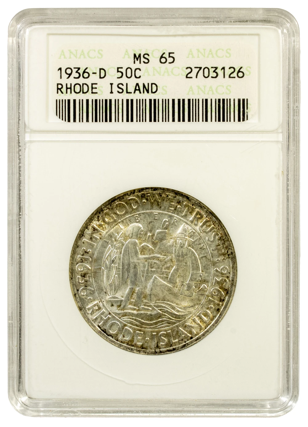 ANACS MS-65 1936-D Rhode Island Half Dollar