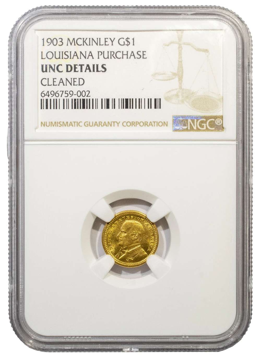 NGC Unc Details 1903 McKinley Gold $1