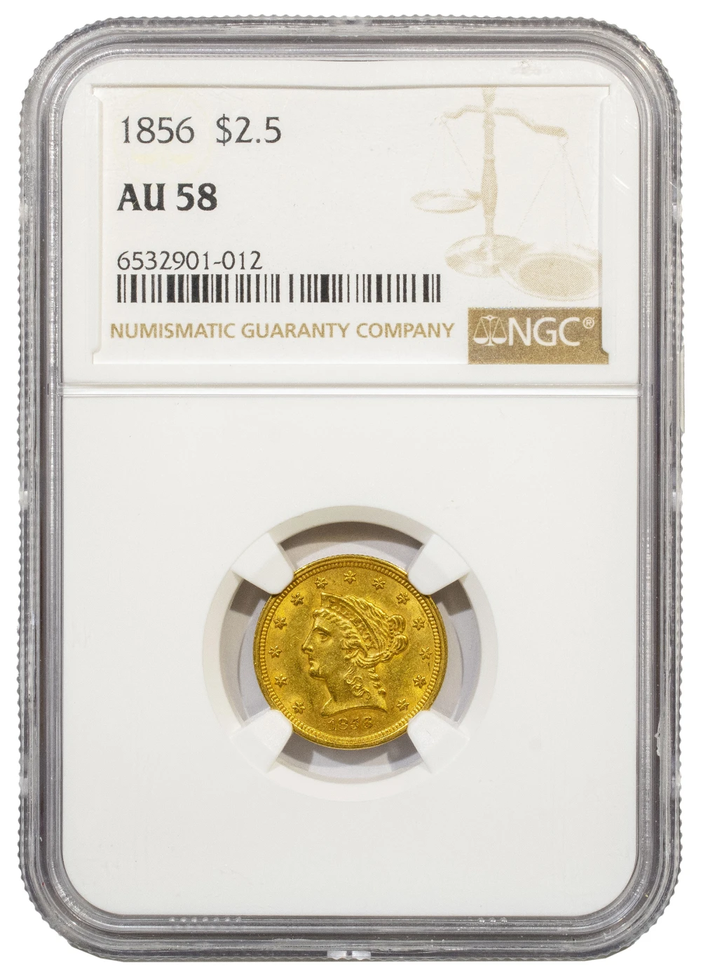NGC AU-58 1856 Gold $2.50