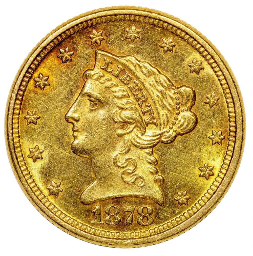 AU-50+ 1878 Gold $2.50