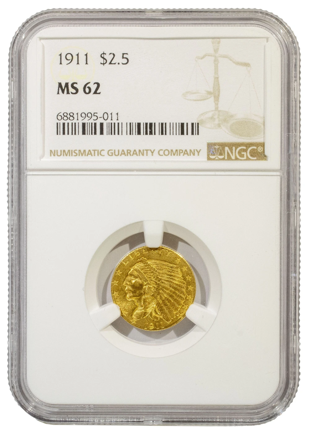 NGC MS-62 1911 Gold $2.50