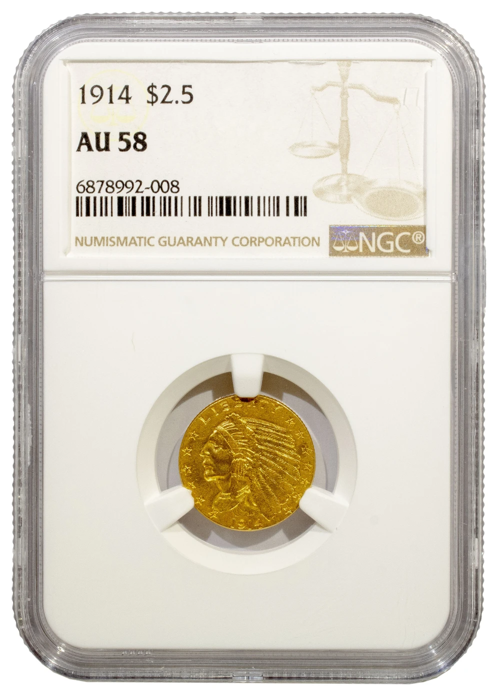 NGC AU-58 1914 Gold $2.50