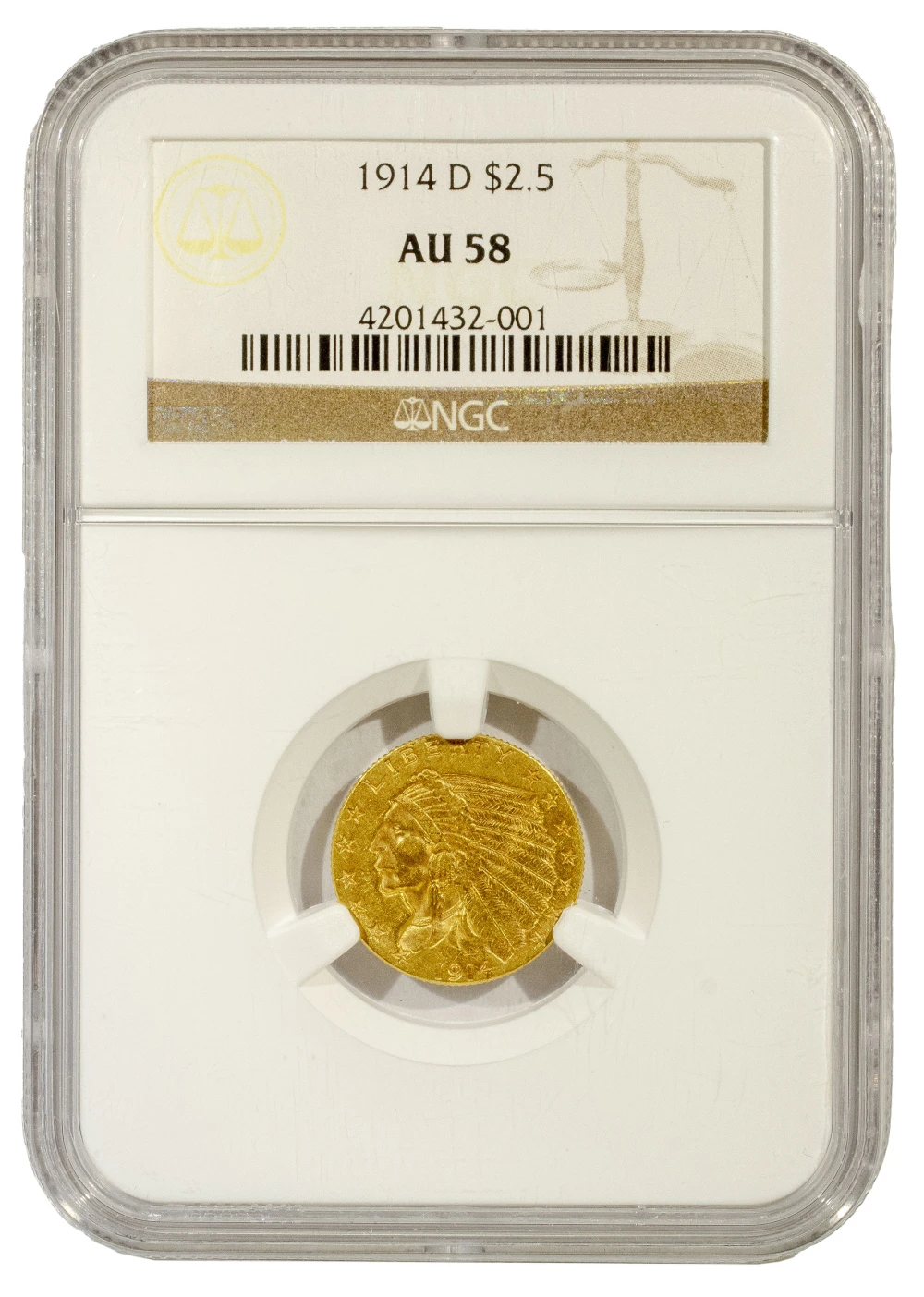 NGC AU-58 1914-D Gold $2.50