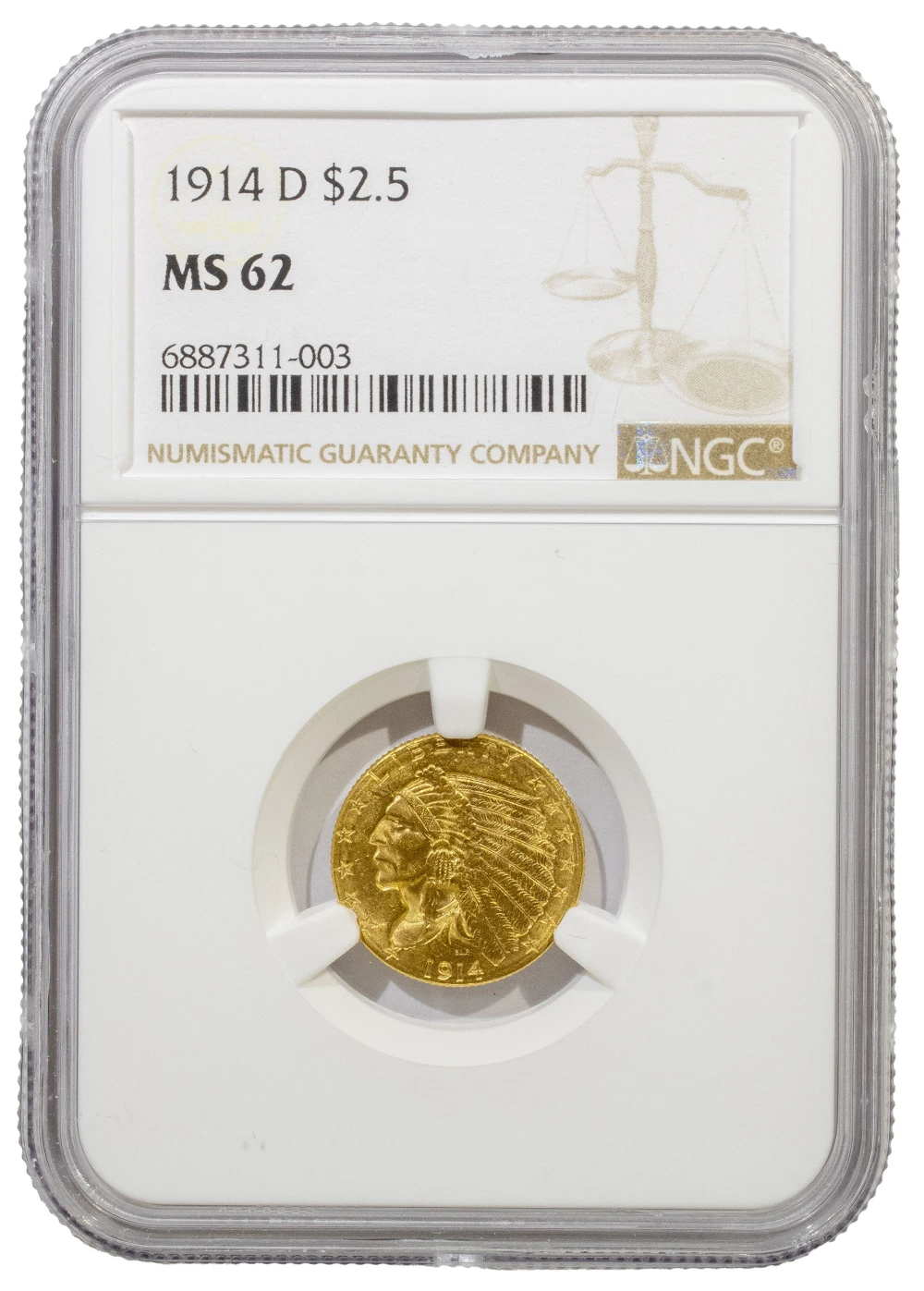 NGC MS-62 1914-D Gold $2.50