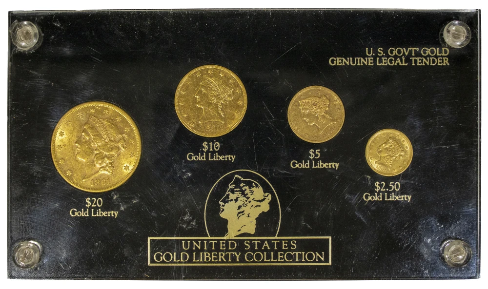 1861-Dated Four-Piece U.S. Gold Type Set