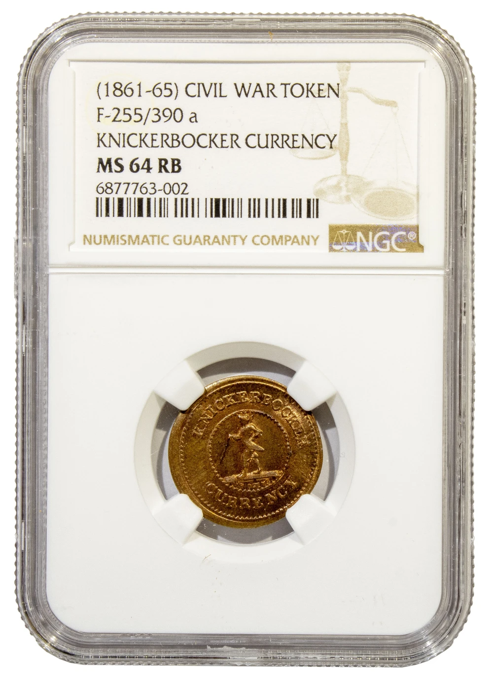 Civil War Token. NGC MS-64 RB