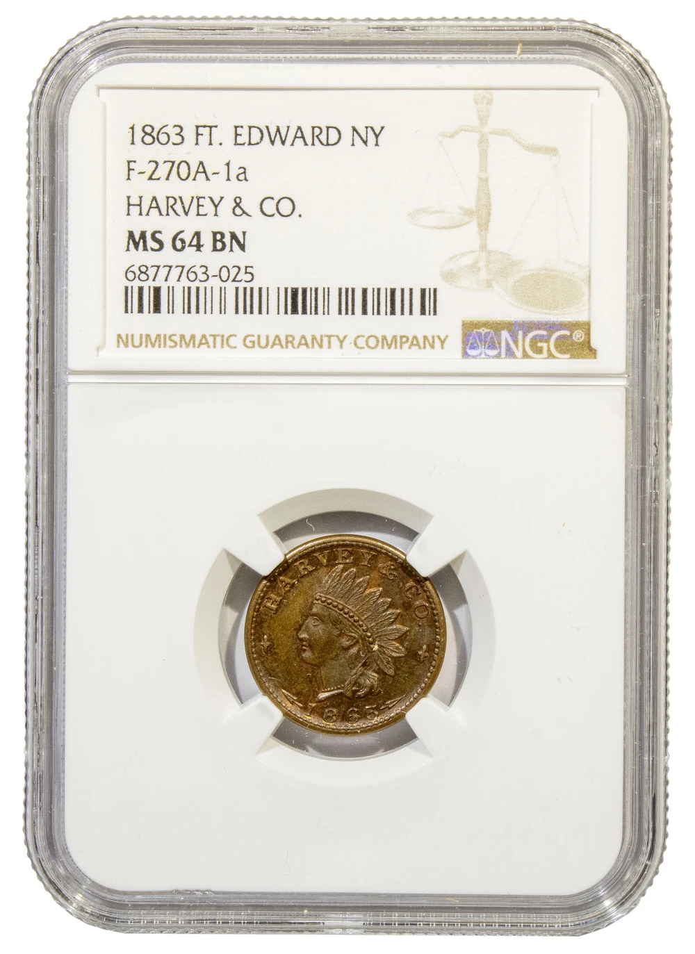 Civil War Token. NGC MS-64 BN