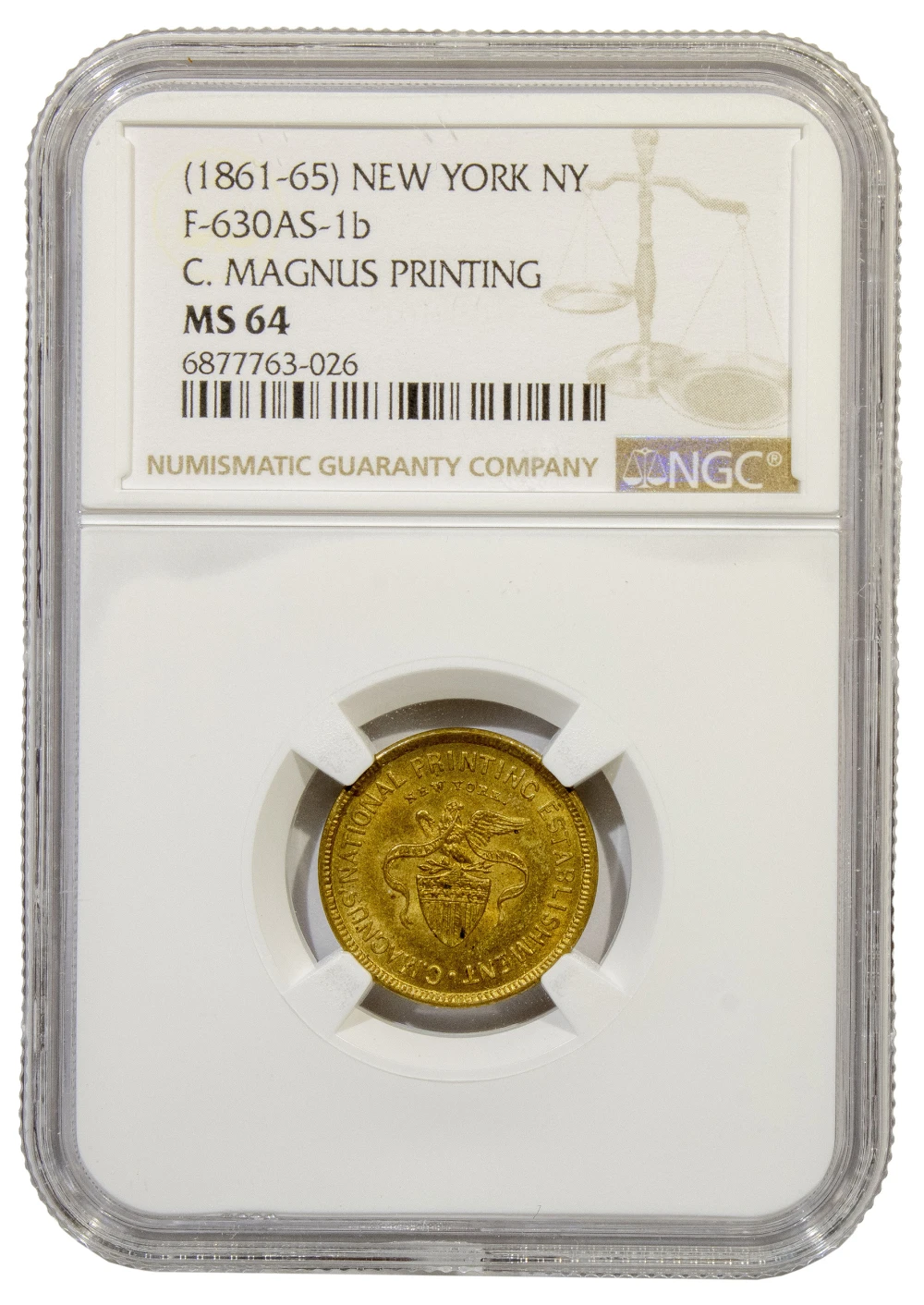 Civil War Token. NGC MS-64