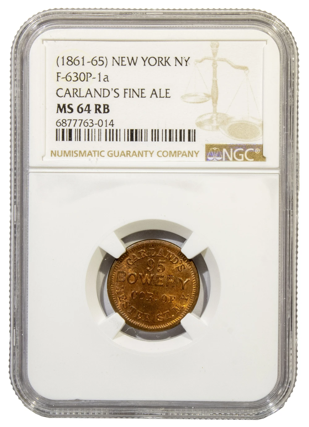 Civil War Token. NGC MS-64 RB