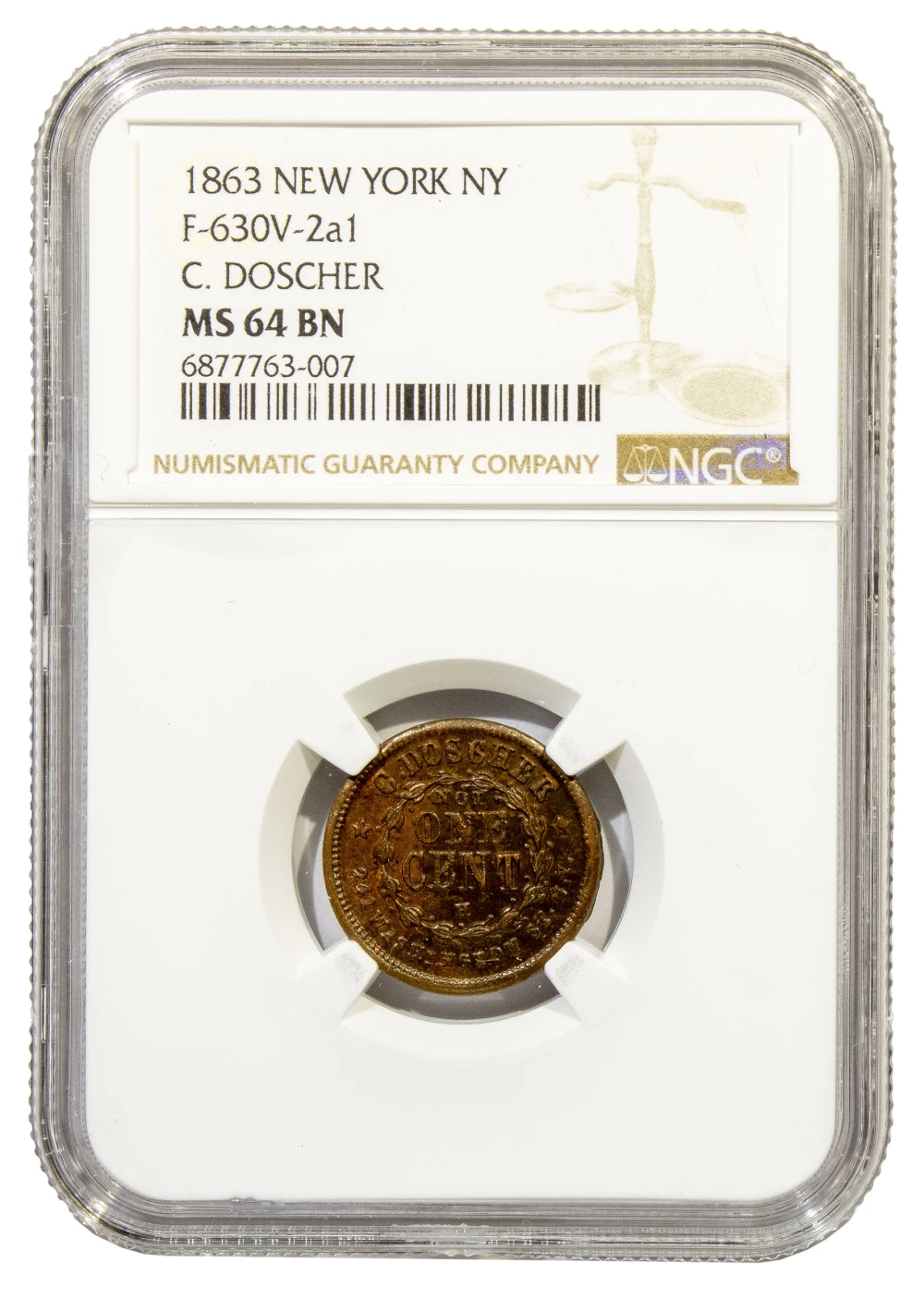 Civil War Token. NGC MS-64 BN