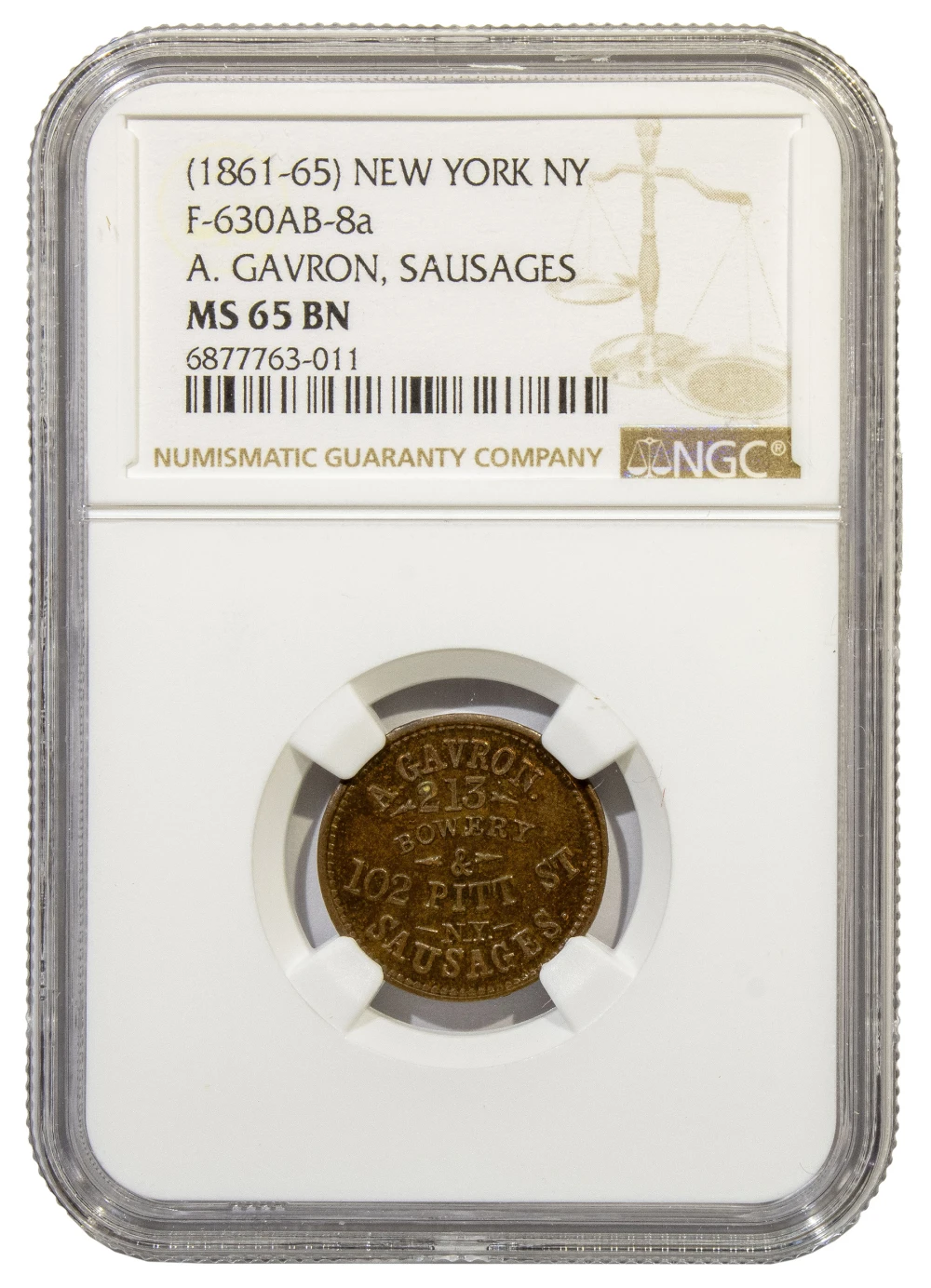 Civil War Token. NGC MS-65 BN