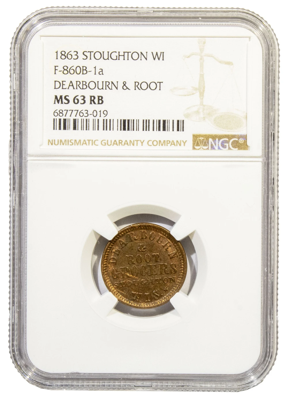 Civil War Token. NGC MS-63 RB