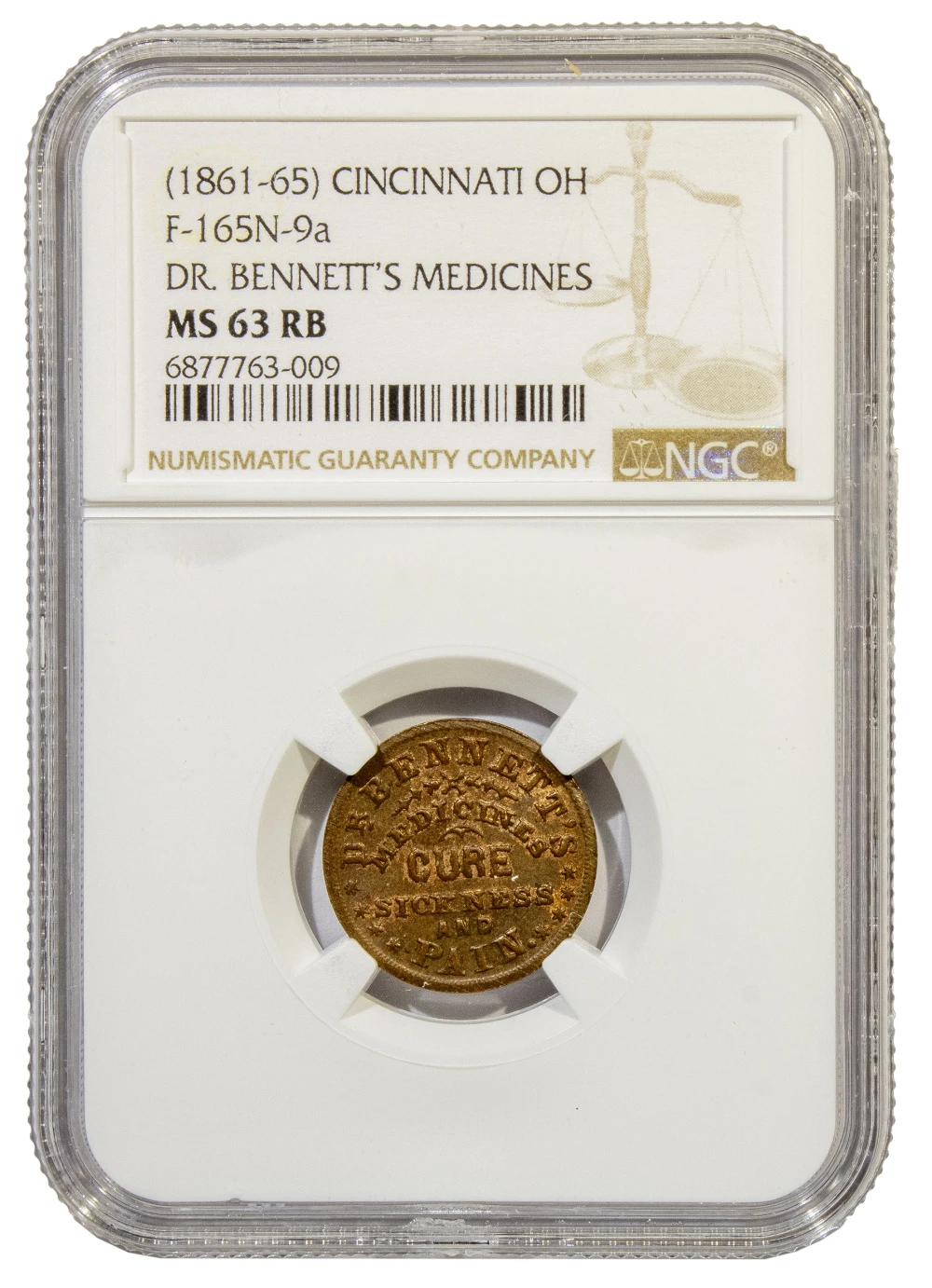 Civil War Token. NGC MS-63 RB