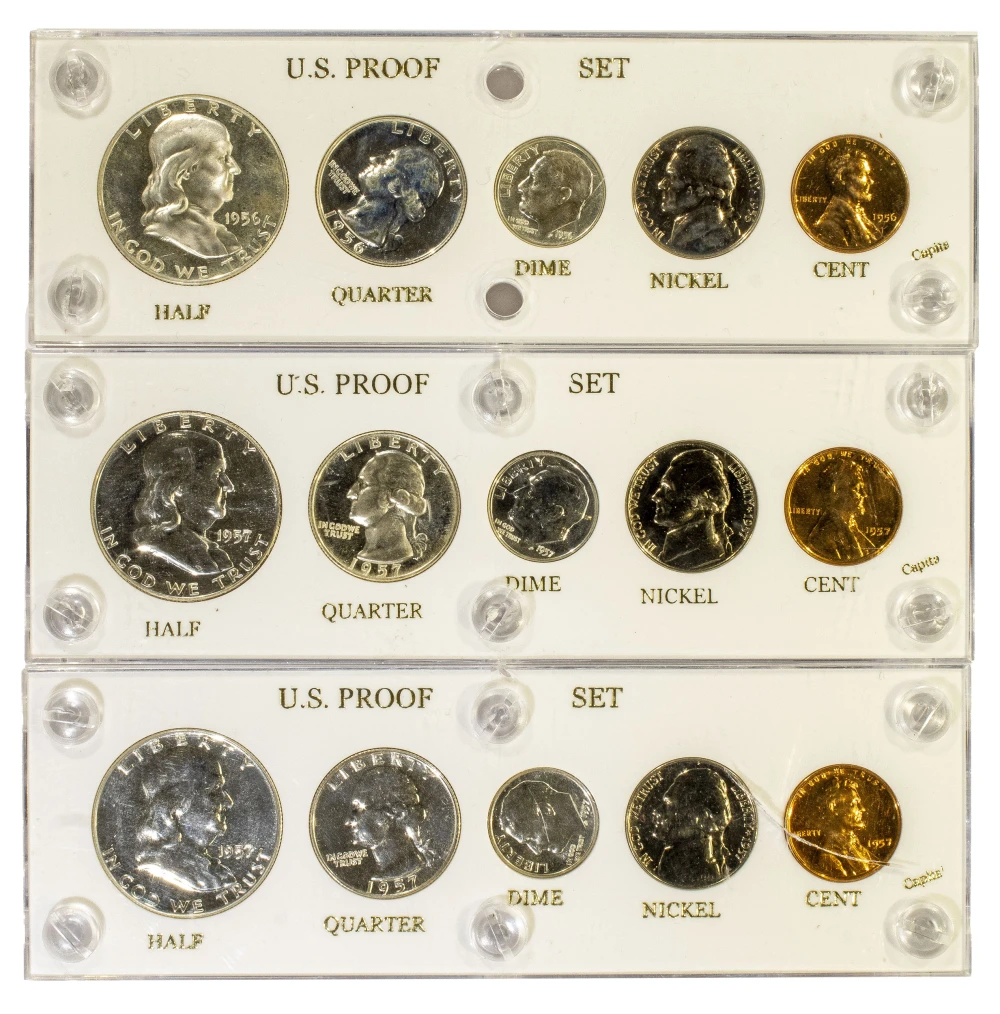 3 Pieces 1950's Proof Sets