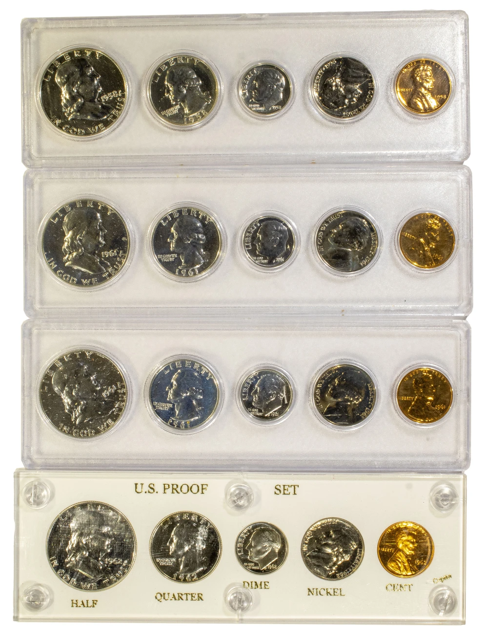 4 Pieces 1959's & 60's Proof Sets
