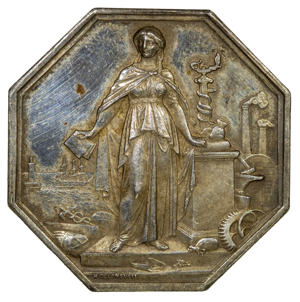 France. AU 1859 Octagonal Silver Jeton